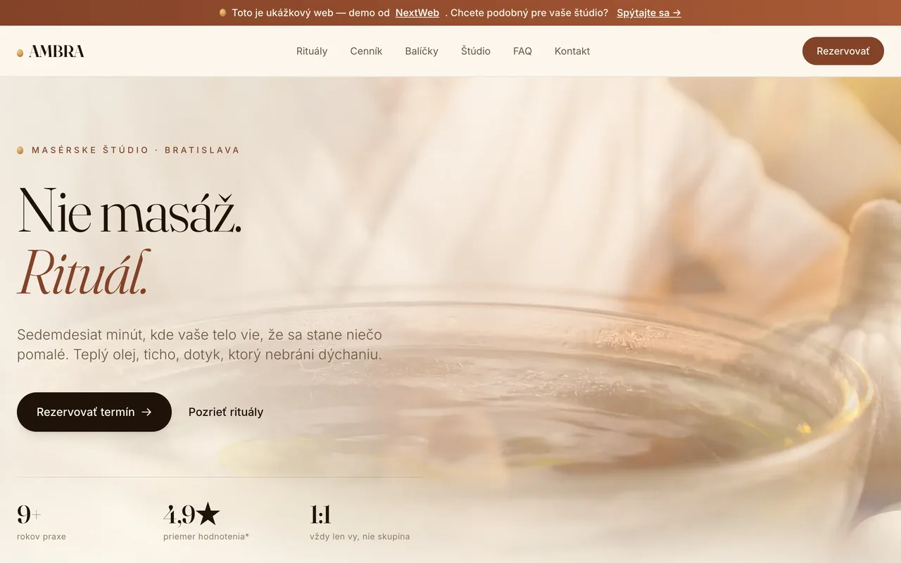 Demo web pre masážny salón