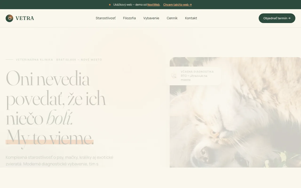 Demo web pre veterinárnu kliniku
