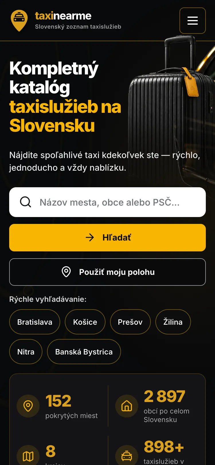 TaxiNearMe.sk — mobilná verzia