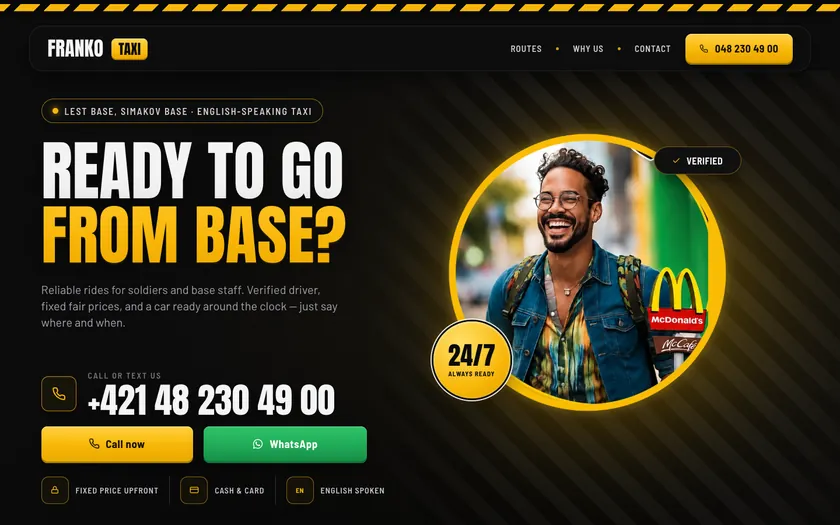 FRANKO TAXI — anglický web pre vojakov zo základní Lešť a Simakov