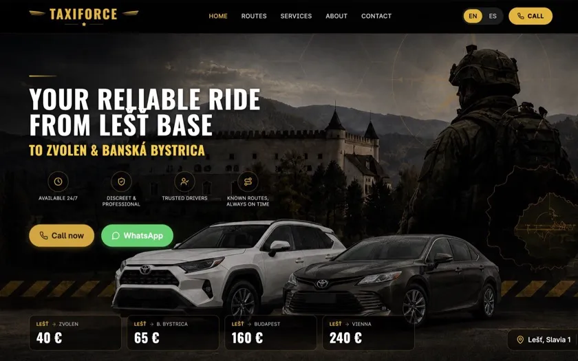 TaxiForce — taxi web pre vojakov zo základne Lešť