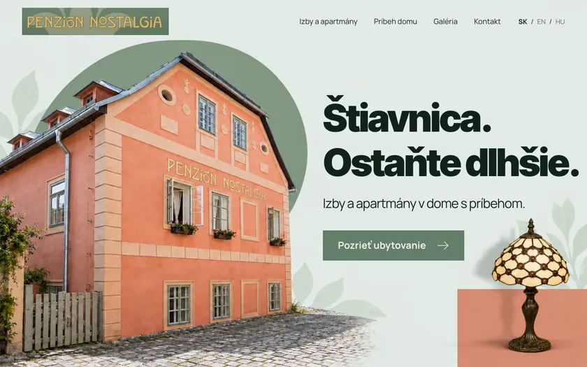 Návrh webu pre Penzión Nostalgia v Banskej Štiavnici