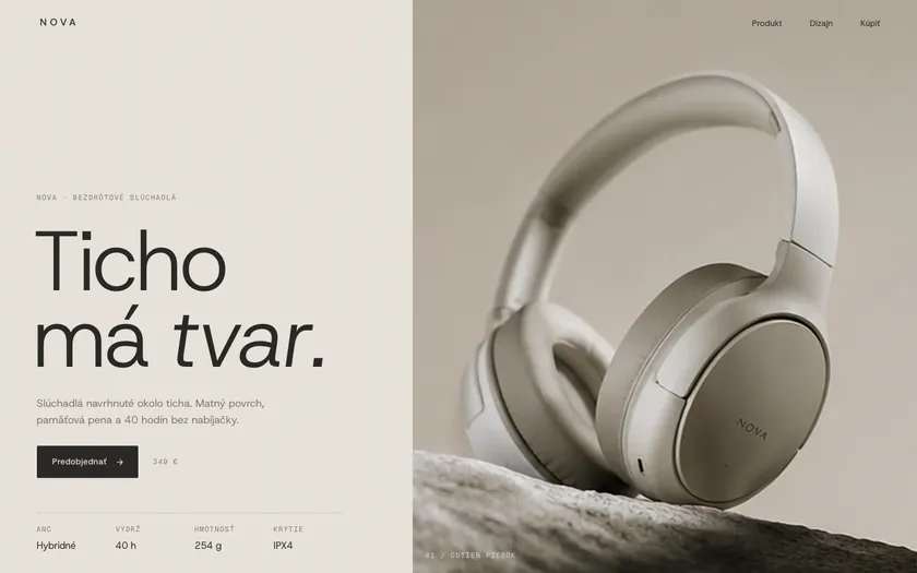 NOVA — demo produktovej stránky slúchadiel