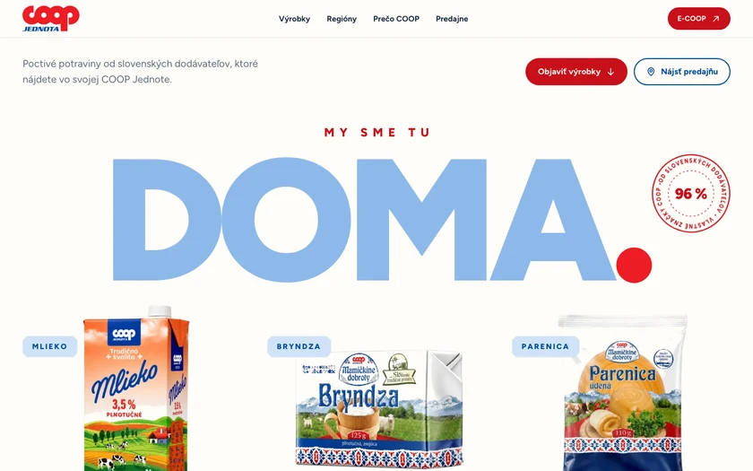 Potraviny Jednota — demo koncept webu pre slovenské potraviny
