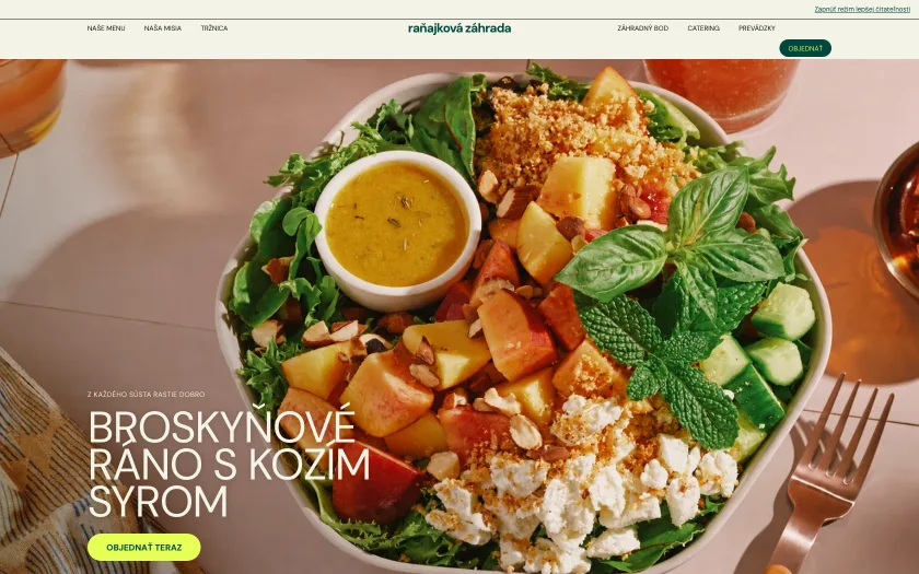 Web Raňajková záhrada — demo pre gastro prevádzku