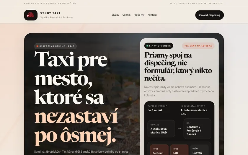 Návrh webu pre Synby Taxi Banská Bystrica