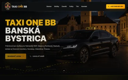 Taxi One BB – demo web pre taxi službu v Banskej Bystrici
